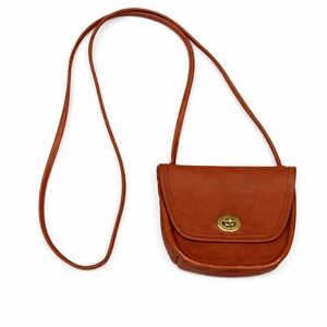 Coach Tan Leather Crossbody Bag with Gold Accent
